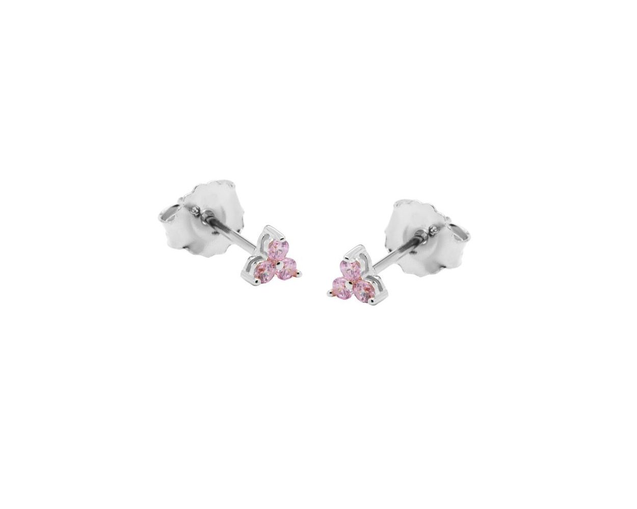 Symbols Zirconia Triple Pink Flower - Silver