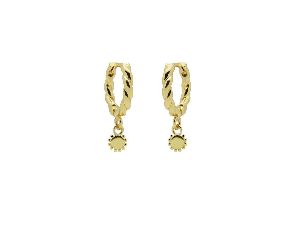 Hinged Twisted Hoops Dotty Disc - Gold Color