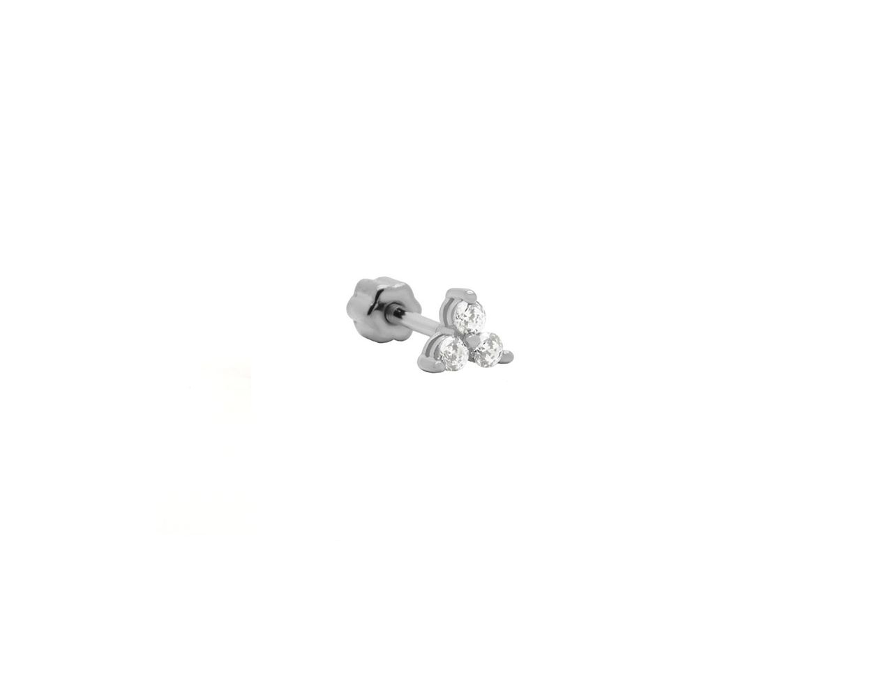 Piercing Zirconia Triple Flower - Silver