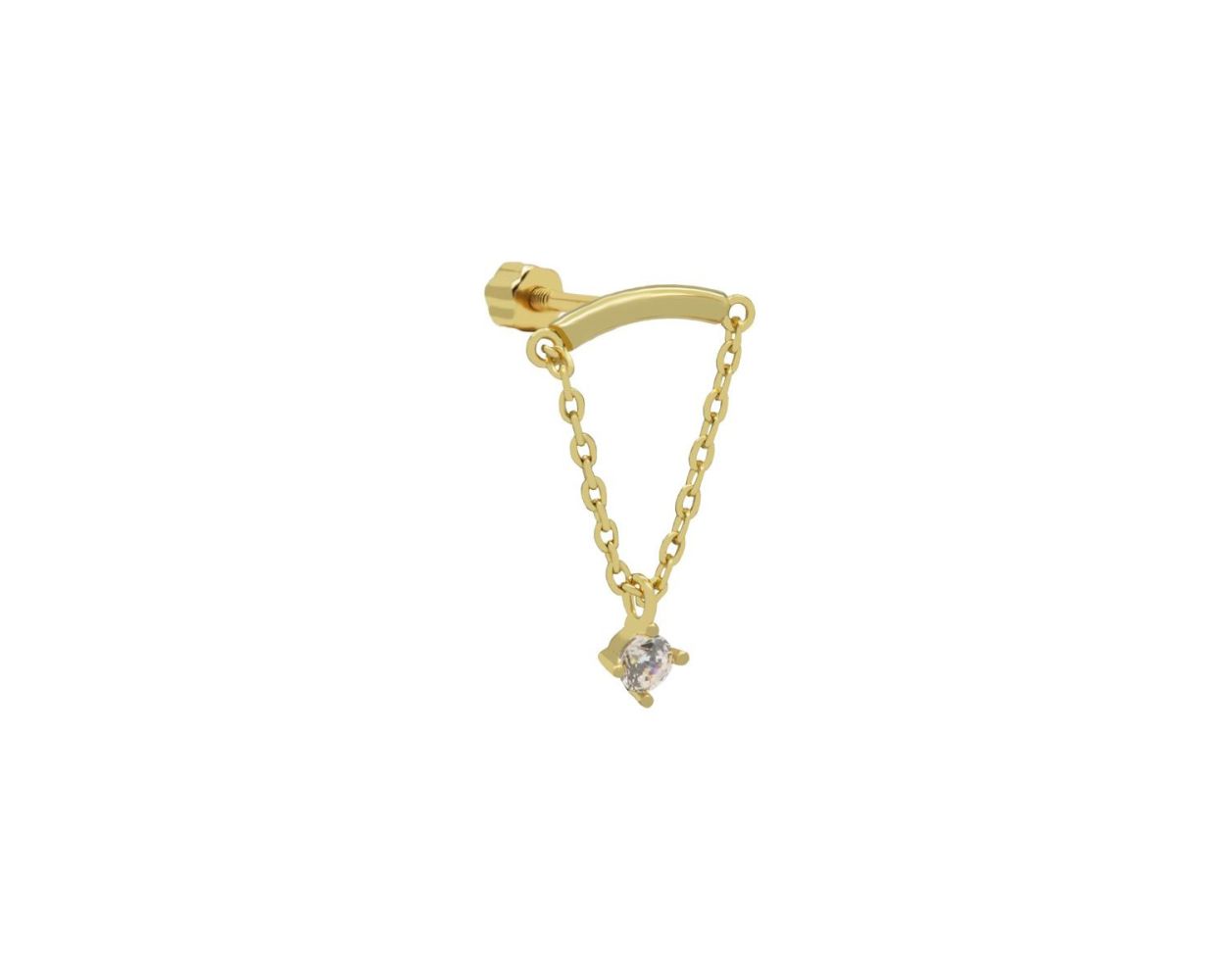 Piercing Zirconia Chain Dot   - Gold Color