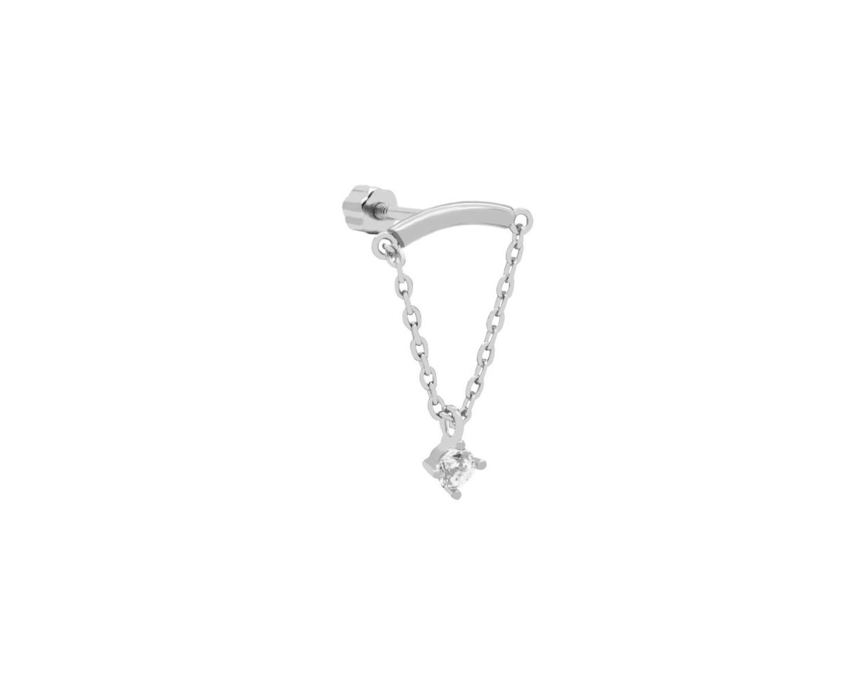 Piercing Zirconia Chain Dot   - Silver
