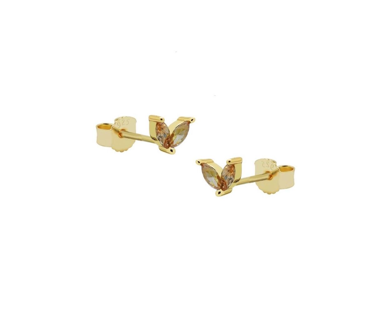 Symbols Zirconia Double Champagne Leaves - Gold Color