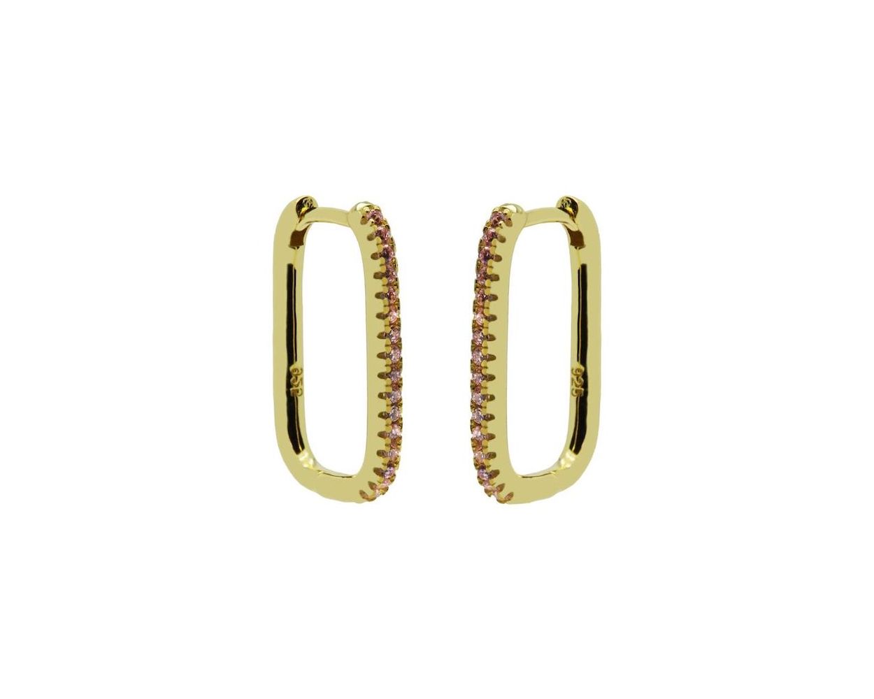 Plain Hinged Hoops Zirconia Poppy Pink - Gold Color
